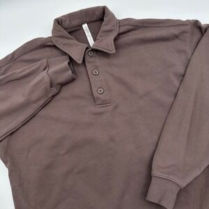 Fabletics Mens Small S Long Sleeve Polo Sweatshirt Purple 3-Button Pullover Soft